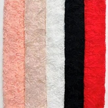 交叉网纱立体刺绣盘花面料外贸蕾丝泳装连衣裙绣花面料frenchlace