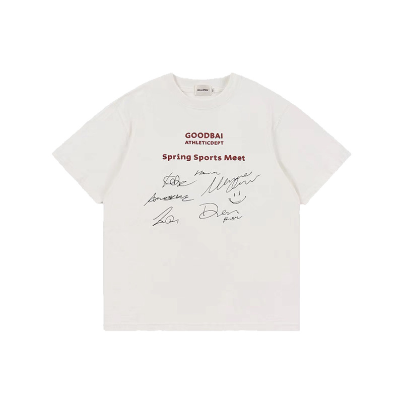 GOODBAI シグネチャープリント ラウンドネック オーバーサイズ 半袖 Tシャツ|undefined