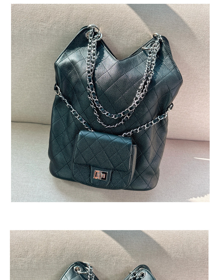 Sac à main en cuir de vache, couche de tête, petit treillis de diamant parfumé, chaîne, grande capacité, épaule pour les déplacements, nouvelle collection 2024_voghion.com