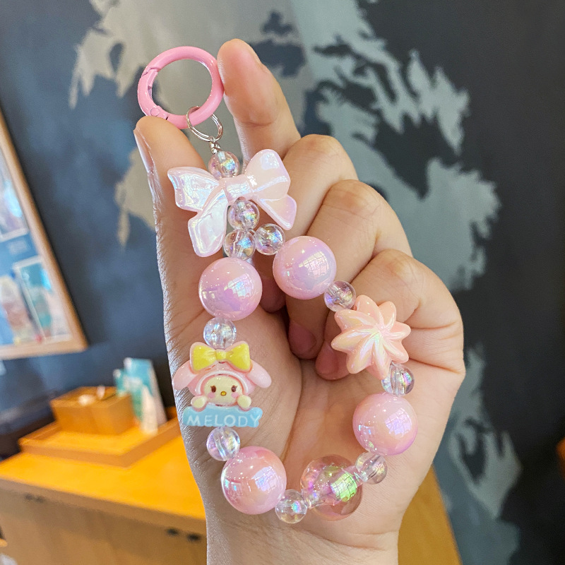 Cuentas Kulomi cadena de teléfono móvil llavero lindo bolso de niña colgante de bolso de corazón muñeca de dibujos animados colgante de llave de coche