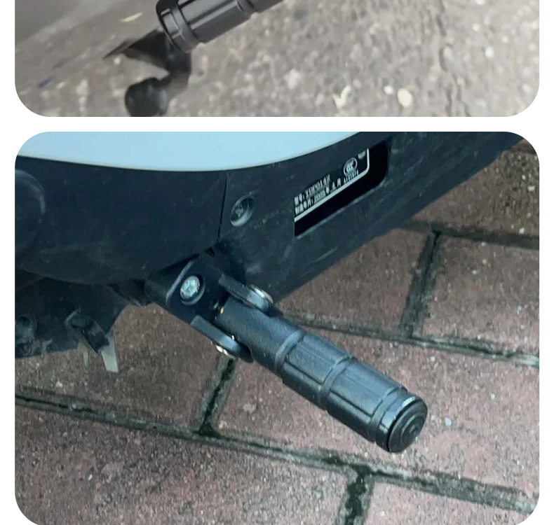 Universal Compatible Electric Vehicle Aluminum Alloy Foldable Round Foot Pedal, Thickened and Durable Front Footrest, Original Vehicle Wear-Resistant Accessory