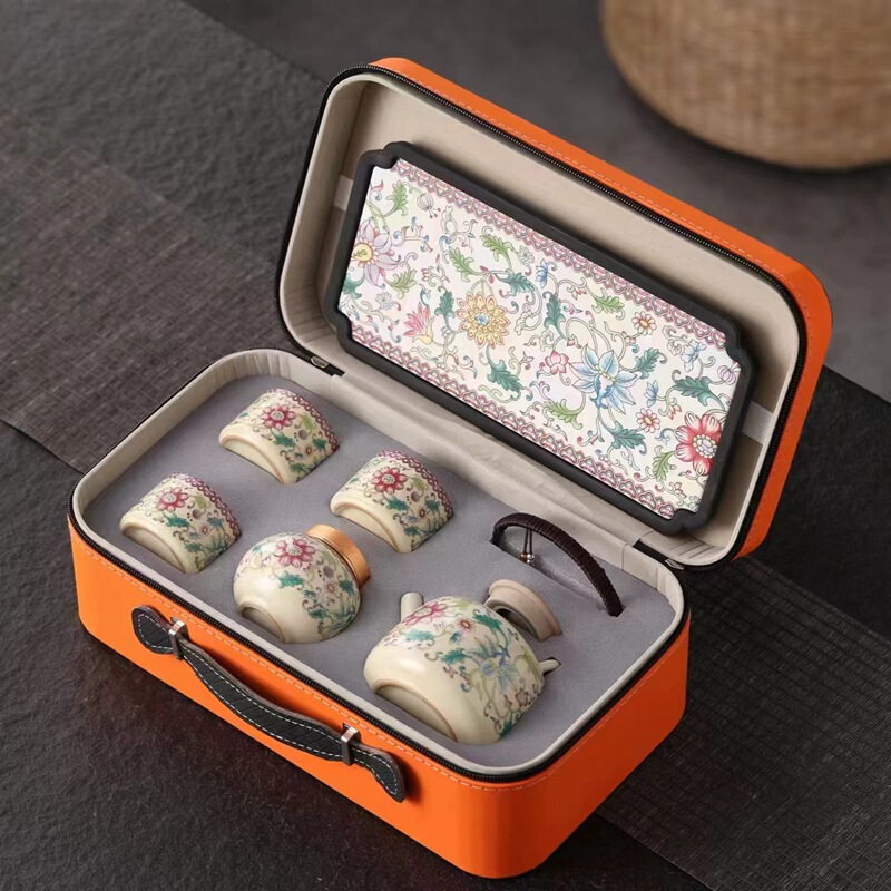 New Style Lifting Pot Antique Blue and White Travel Tea Set Dry Bubble Plate suit Wrapping Zhilian Ru Kiln Tea Set Cultural and Creative Gift New Style Lifting Pot Antique Blue and White Travel Tea Set Dry Bubble Plate suit Wrapping Zhilian Ru Kiln Tea Set Cultural and Creative Gift