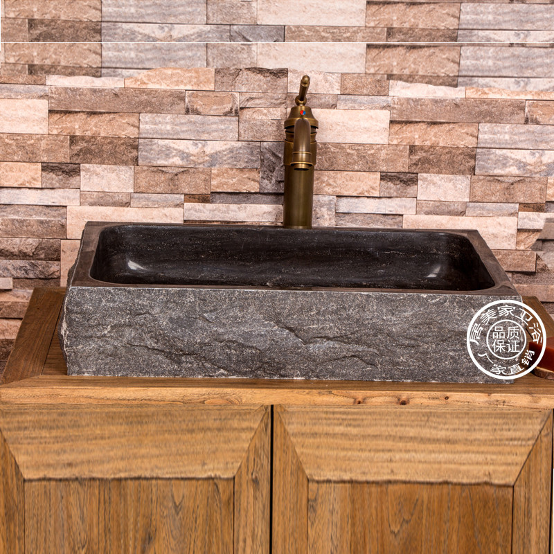 Outdoor Courtyard Marble Washbasin Countertop Basin Square Retro Stone Basin B&B Washbasin Integrated Basin Bathroom