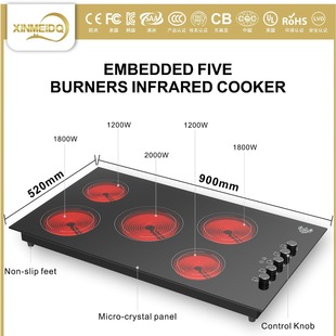 Five-head electric ceramic stove multi-head induction cooker combination electromagnetic pot stove desktop embedded factory direct sales
