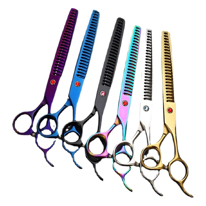 Tijeras de belleza para mascotas artefacto de corte de cabello tijeras profesionales de hueso de pescado oso de peluche corte de pelo de perro tijeras profesionales de dientes delgados
