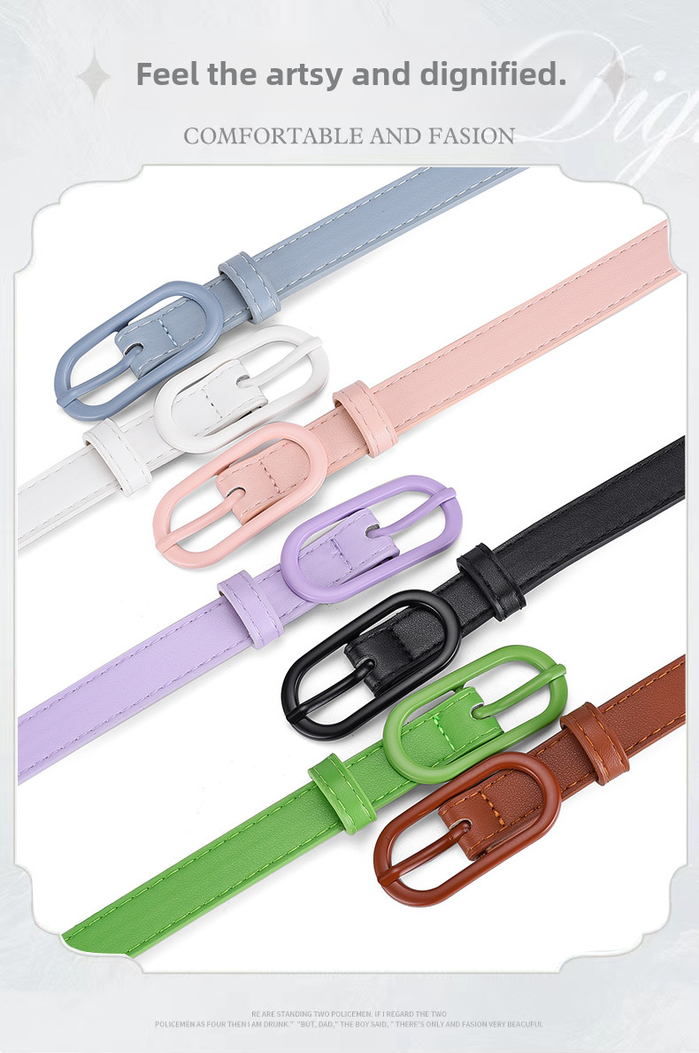 Macaron Color Matching UP Pin Buckle Belt Women's Dress All-match Decorative Belt Cross-border High-end Sense New Belt_viptrois.com