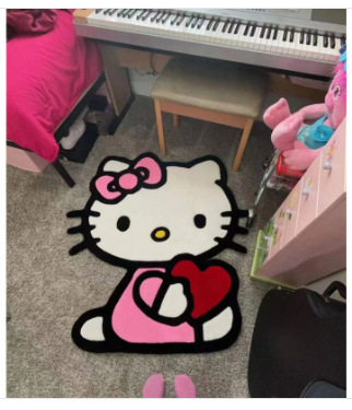 Alien Cartoon Hello Kitty Ins Style Cute Girl Bedroom Decoration Bedside Blanket Living Room Full Shop Crawling Mat