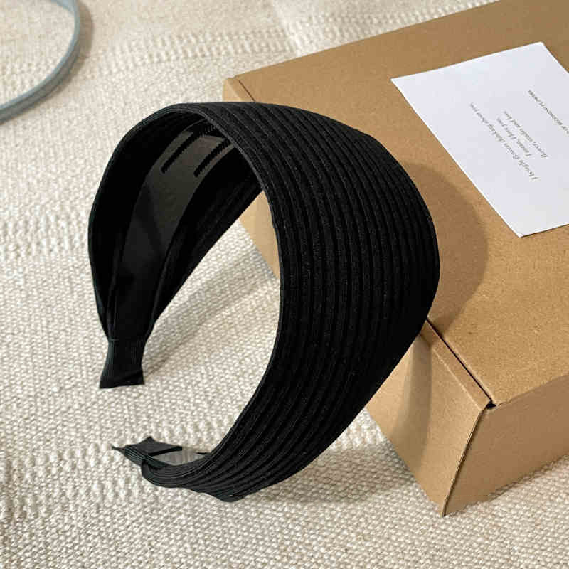 Otoño y invierno de alta sensibilidad para el cabello de mujeres cráneo alto borde amplio agujero de punto de banda de cabeza muestra cara pequeña gris ensanchada banda de cabello