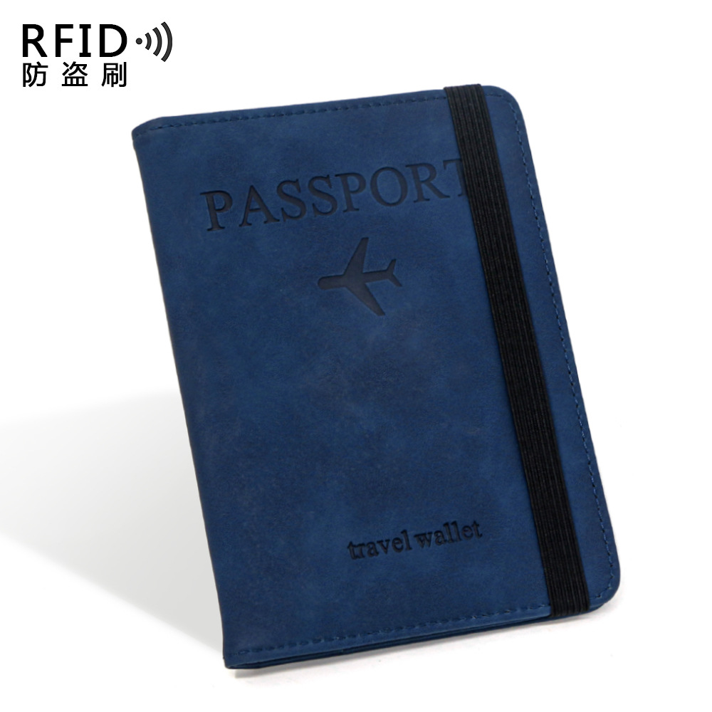 Venta en stock PU correa de cuero bolsas de pasaporte RFID bolsas de pasaporte bolsas de tarjetas de viaje bolsas de boletos de avión bolsas de tarjetas SIM