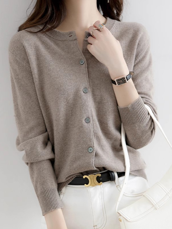 カーディガン レディース 100%ピュアウール ラウンドネックセーター 秋冬ニットインナー 刺繍 宇宙柄 メーカー卸売 ウールセーター