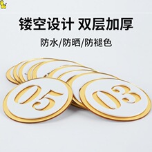 金色亚克力号码数字牌高档自粘楼号楼层牌柜门编号鞋柜贴包间餐桌