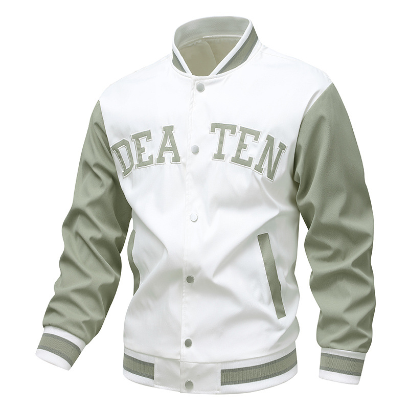 Chaqueta de béisbol bordada para hombres para aumentar la tendencia americana de primavera y otoño cuello vertical chaqueta de pareja suelta