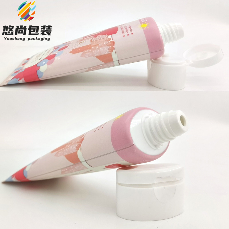 化妆品塑料软管70g洗面奶扁翻盖软管包装 粉色椭圆扁管护肤品包装