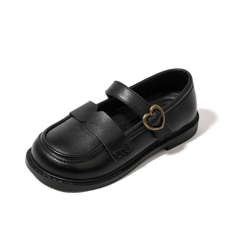 Кожаная обувь для девочек, весна-осень 2024, новые черные детские туфли на мягкой подошве в британском стиле, модная детская обувь принцессы для малышей