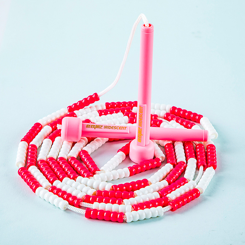 Gezhi 6118 cuerda de saltar de bambú entrenamiento deportivo para niños cuerda de saltar cuentas suaves cuerda de saltar de color longitud ajustable fácil de aprender