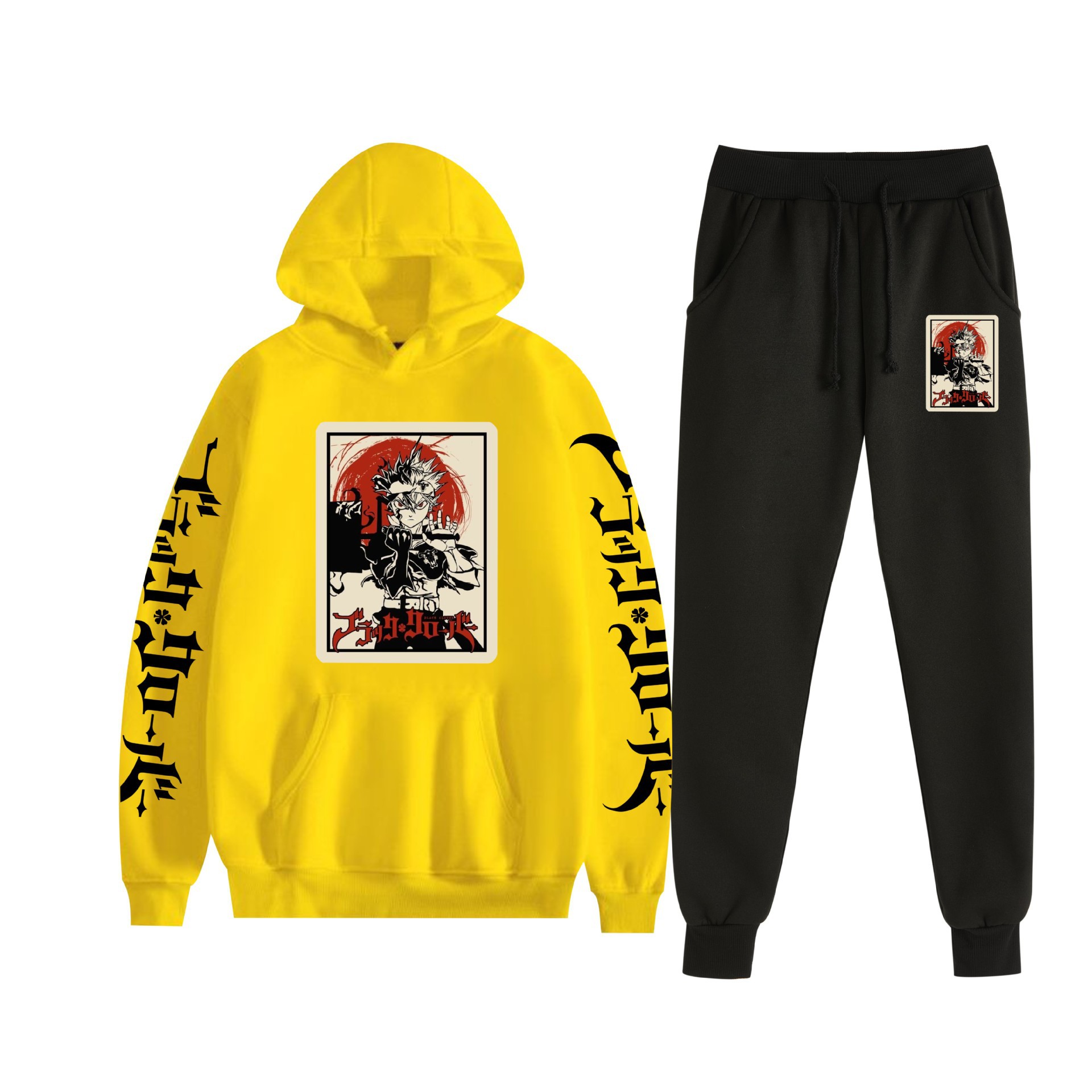 Comercio exterior nuevo estilo riman black trébol de cuatro hojas-Black Clover suéter con capucha corsés traje de dos piezas