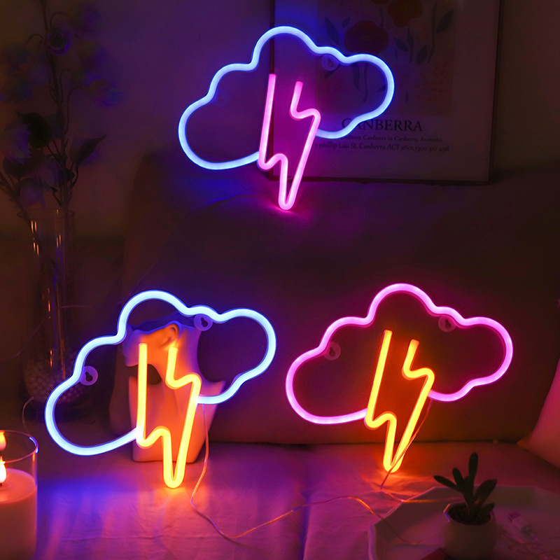 Transfronterizo nueva luz de neón LED tormenta nube rayo modelado luz de la noche luz creativa dormitorio luz decorativa fábrica