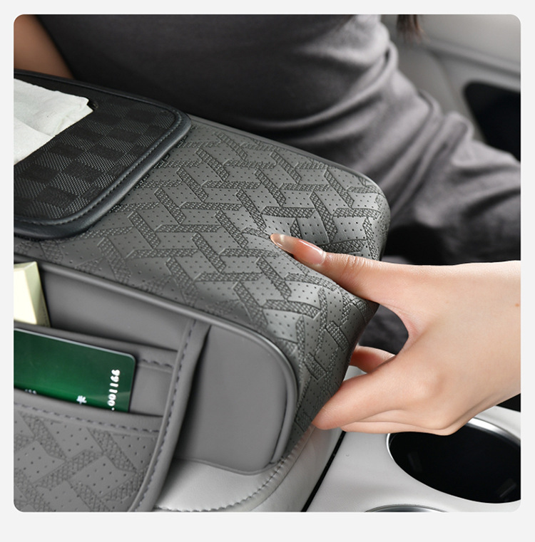 Car Multifunctional Car Armrest Box Booster Pad Tissue Box Water Cup Holder Central Armrest Box Pad Storage Bag Wholesale