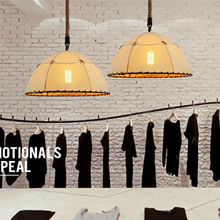 loft设计师美式乡村复古餐厅客厅吧台咖啡服装店创意个性麻布吊灯