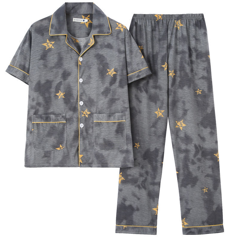 Pijamas de hombre de manga corta de verano de algodón fino de los hombres jóvenes y de mediana edad pijamas de los hombres más tamaño de primavera y verano día traje de desgaste para el hogar