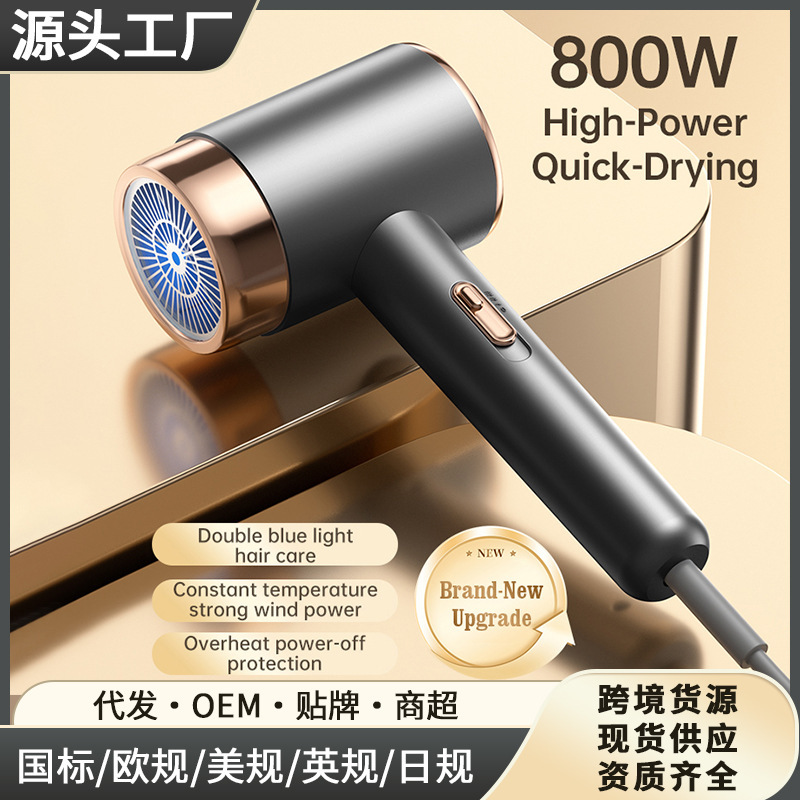 Cross-Border Household Hair Dryer Hair Salon High-Power Quick-Drying Hot and Cold Air Blue Light Hair Care Constant Temperature Barber Shop Hair Dryer