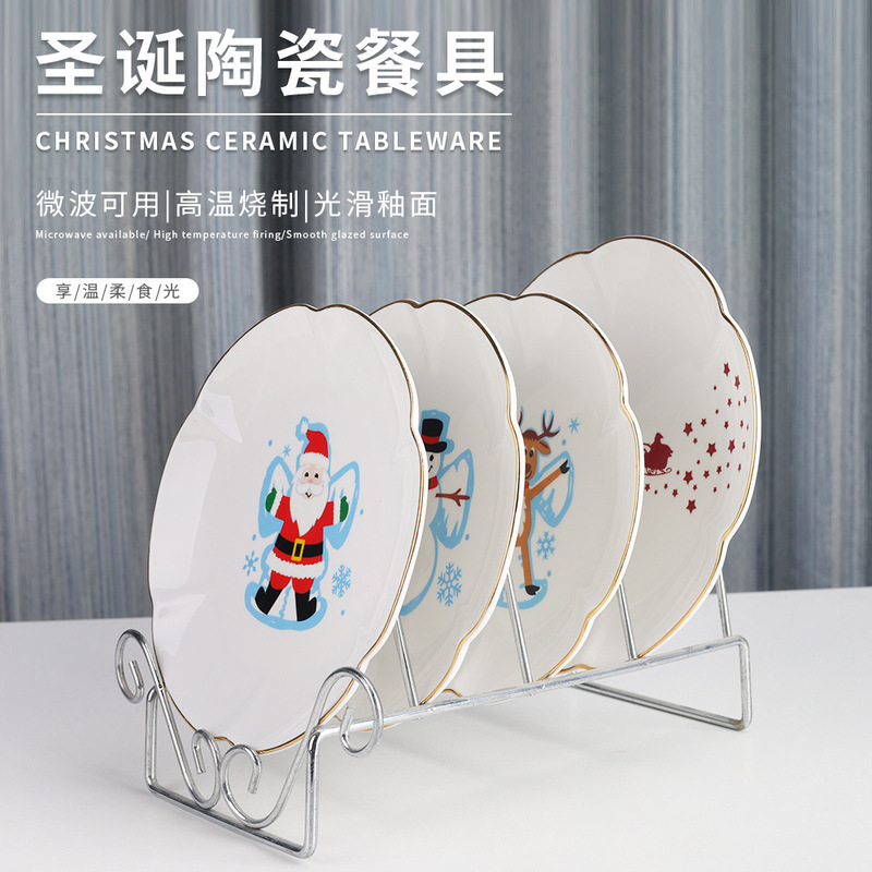 Creative Cartoon Santa Claus Ceramic Dinner Plate Christmas Theme Dinner Plate Tableware snack plate snack plate cake plate