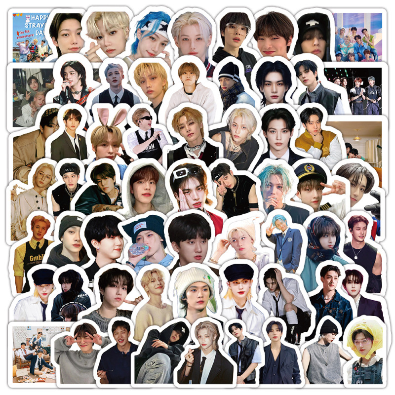 103张韩国男团帅哥Stray Kids贴纸明星SKZ头像卡通人物防水小贴画|undefined
