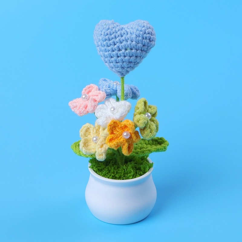 完成したウールひまわり鉢植えスズラン造花チューリップデスクトップ装飾品バレンタインデー教師クラスメートギフト|undefined