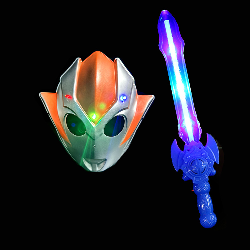 Greecho Otte máscara para niños capa de espada luminosa juegos de rol accesorios juguetes para niños y niñas