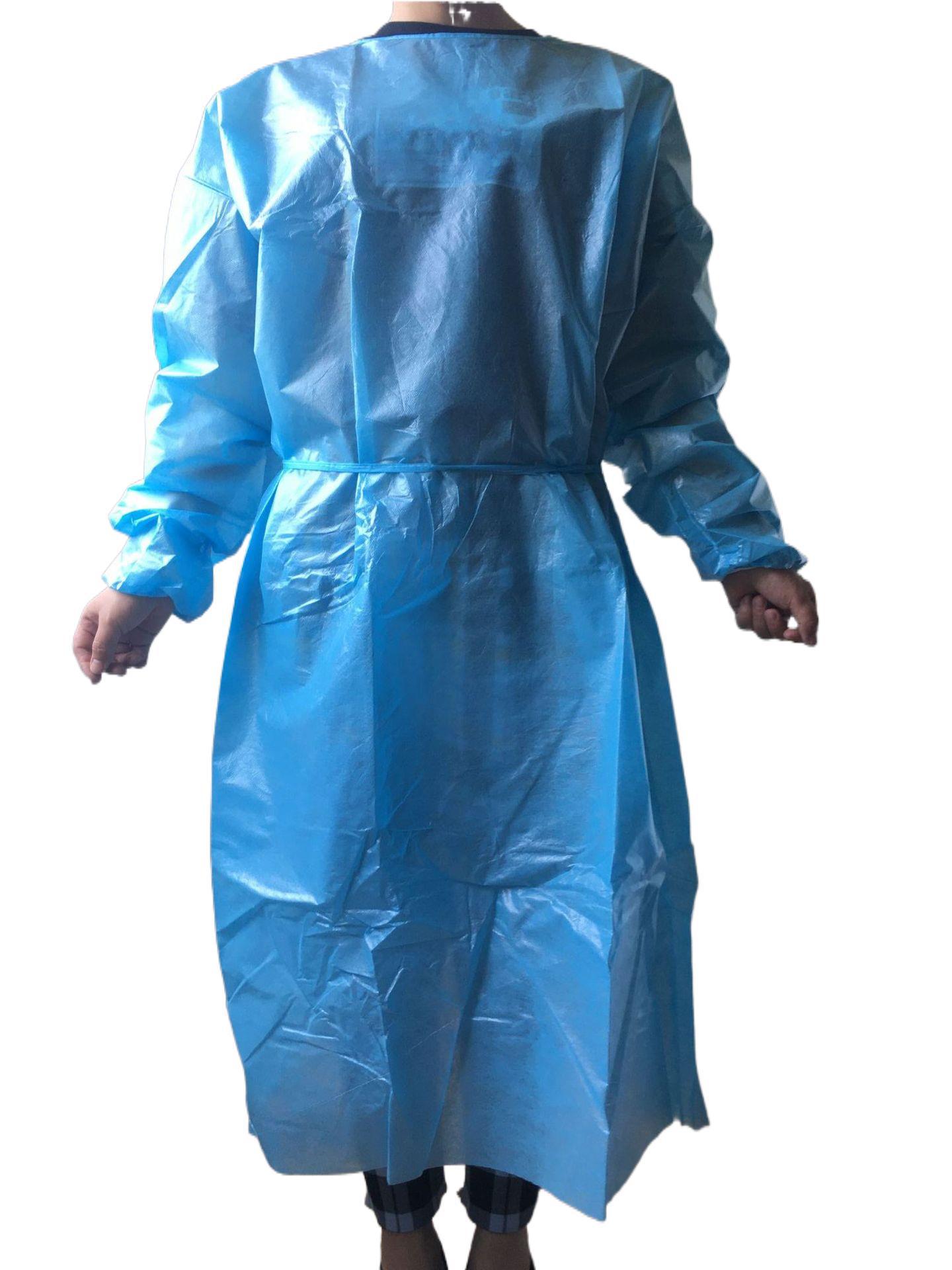 厂家直销一次性SMS隔离衣无纺布PP+PE淋膜隔离服防护衣防尘衣