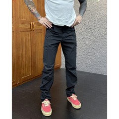 美式休闲做旧休闲裤男士时尚百搭潮流显瘦修身纯色商务直筒长裤