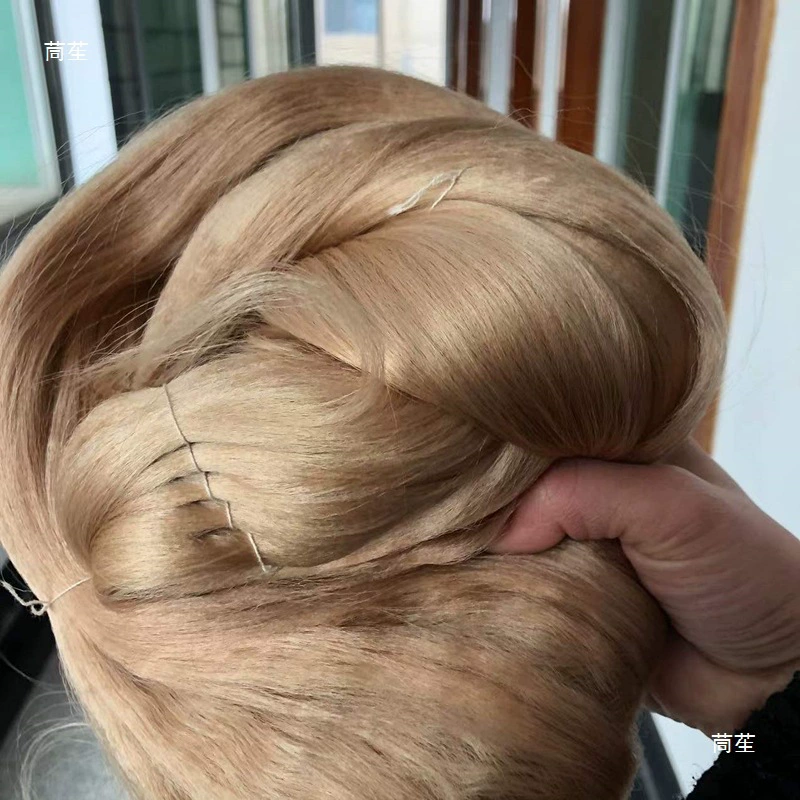Шелковая голова куклы, зажим для волос, красная аксессуара, ручная работа