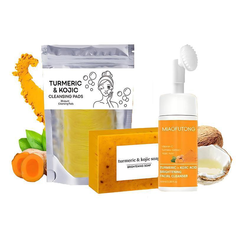 跨境外贸欧美TK款turmeric soap姜黄颗粒皂柠檬皂曲酸皂洁面套装|undefined