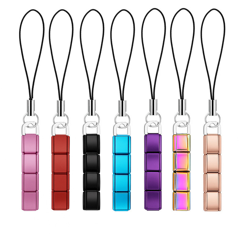 Stainless Steel Oil Dripping DIY Italian Module Elastic Mobile Phone Chain 18K Macaron Color Gold Gift Keychain