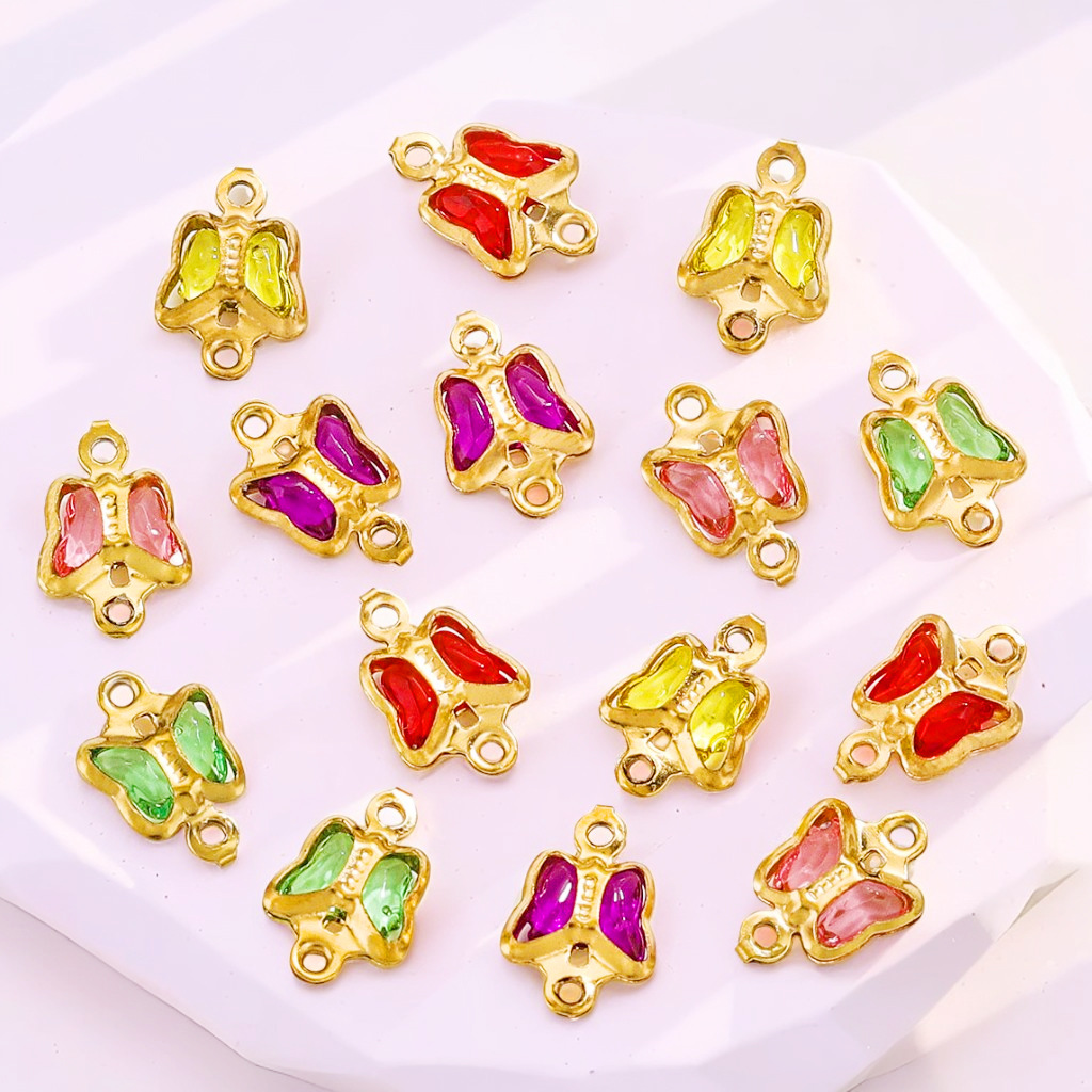 Acero inoxidable cristal mariposa serie nicho alto color colgante de acero titanio DIY accesorios joyería al por mayor