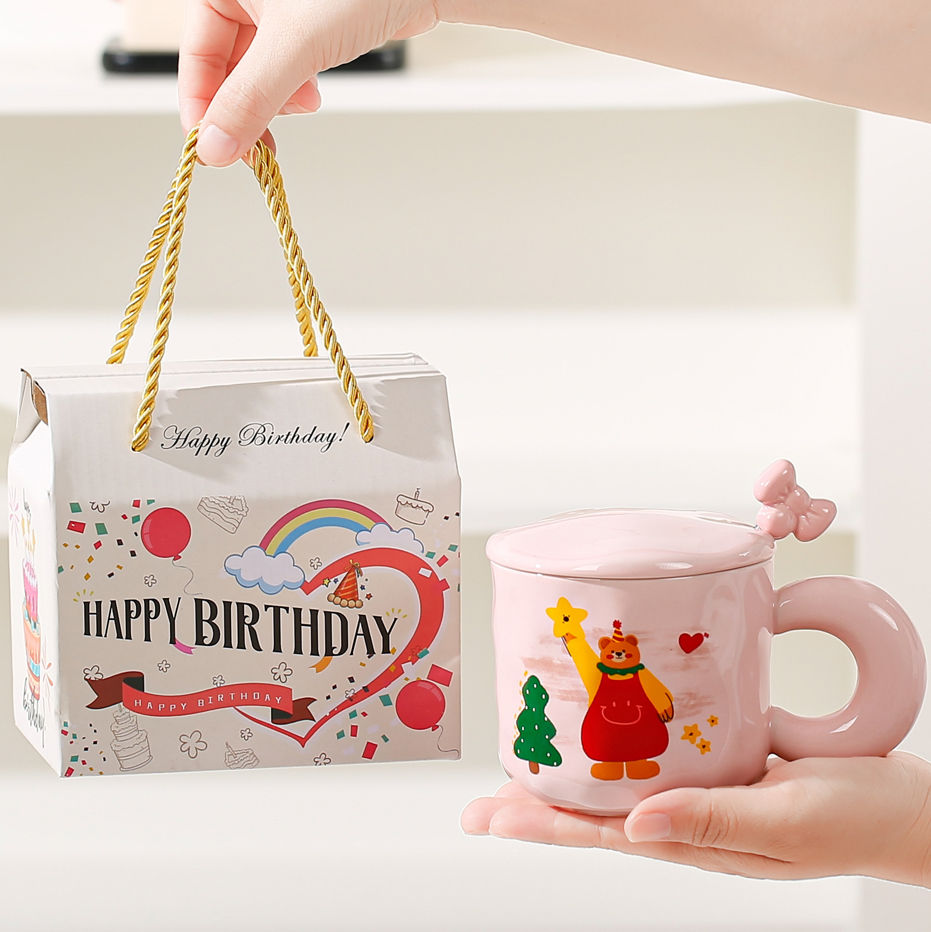 Tazas de logotipo personalizado de dibujos animados tazas de cerámica patrón encantador regalo de regalo de apertura regalo de regalo