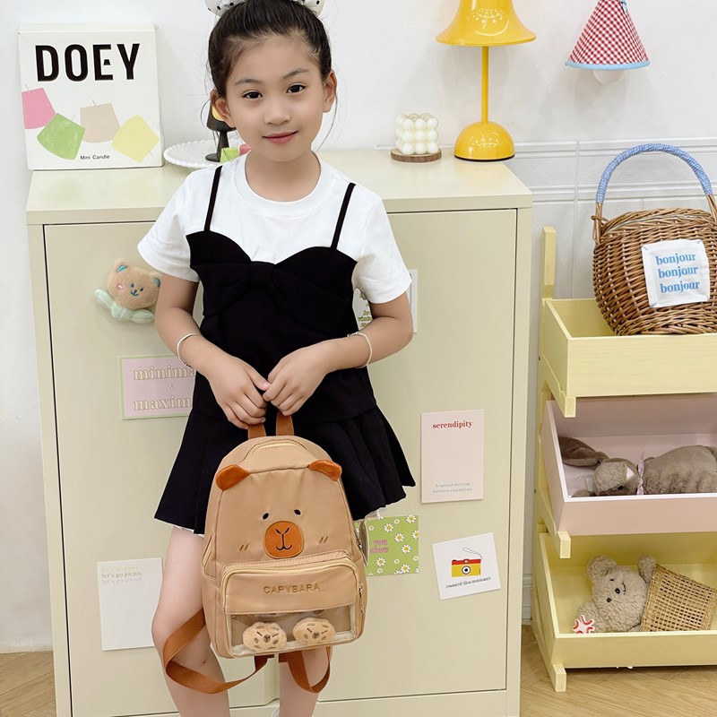 Jardín de infantes mochila para bebés caricatura lindo pato pequeño mochila para niños y niñas nueva ventana transparente mochila para niños