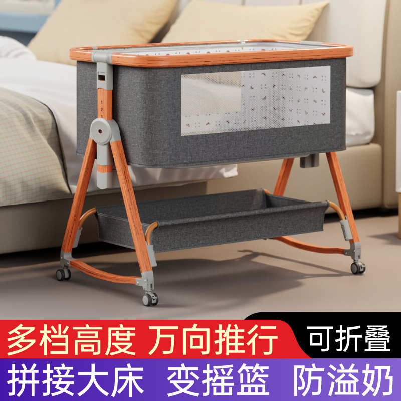Recién nacido costura gran cama madera grano bebé cuna cama móvil portátil BB cama multifuncional bebé cuna