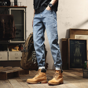 Large Size Men's Autumn New White Wear Retro Harlan Jeans Men's Loose Plus Size Stretch Leggings