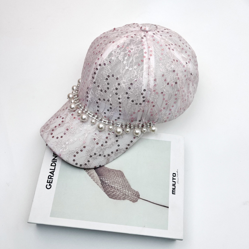 Women's Vacation Sweet Solid Color Chain Hollow Out Curved Eaves Baseball Cap display picture 5