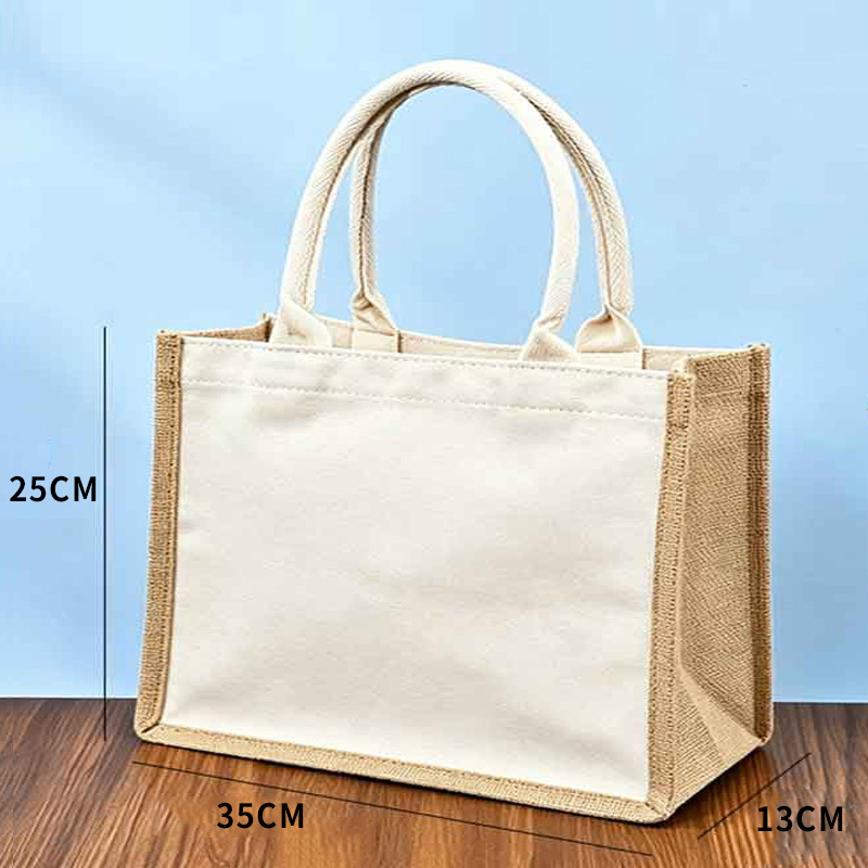 Bolsas de lona y lino personalizadas, bolsas de yute tridimensionales pintadas a mano, bolsas de compras, bolsas de algodón y lino en blanco para patchwork, bolsas de regalo de Año Nuevo. image 11