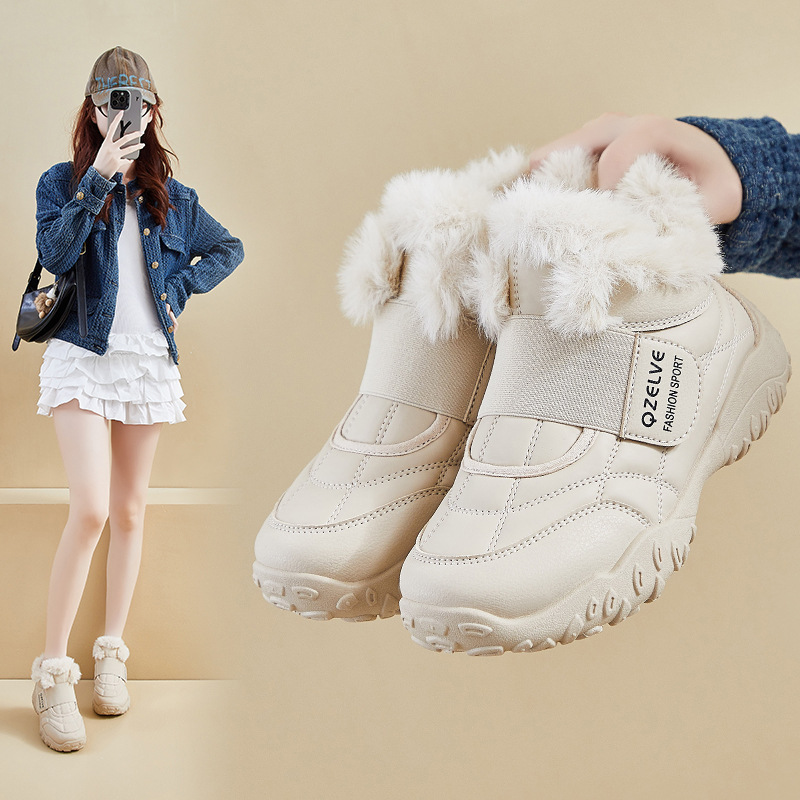 Ins Korean Version of the New Velvet Daddy Shoes for Women 2025 Winter Student Sports Warm Thick Sole Heightening Casual K18-2