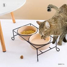 6寸宠物陶瓷碗猫碗带铁架护颈狗碗圆形创意猫咪食盆宠物碗定制