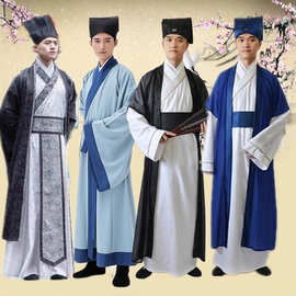 新款古装书生汉服古代唐装男秀才读书郎服饰才子表演服员外服长袍