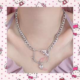 Y2K千禧辣妹亚比项链猫头爱心小众设计可爱合金日系项圈饰品