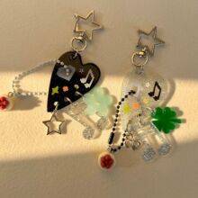 ins风爱心音符小蛋糕四叶草星星吊坠包包挂件钥匙扣钥匙链挂饰
