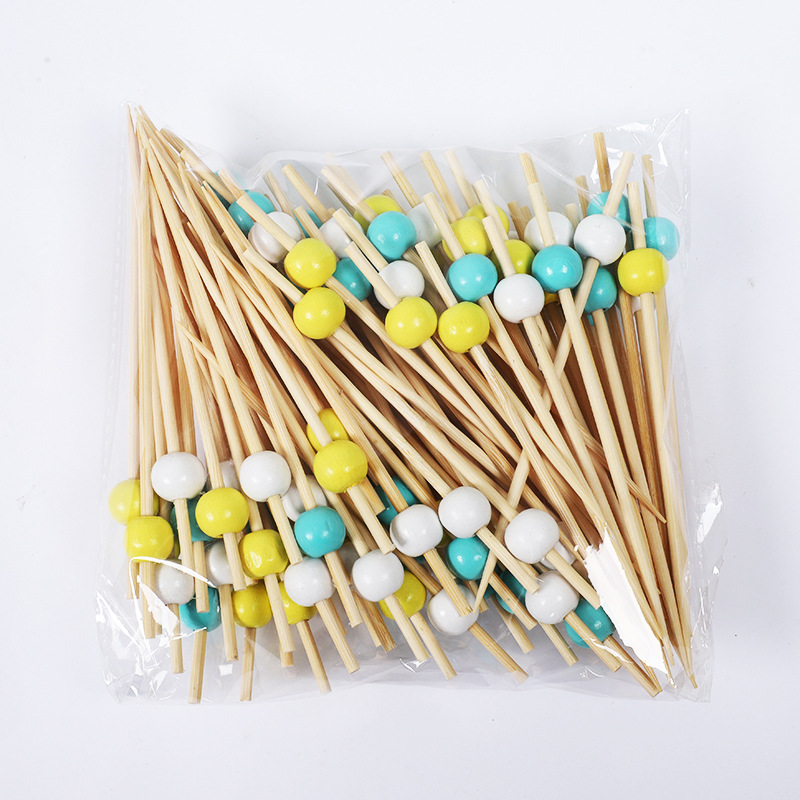 Signo de fruta desechable lindo florecita fresca bolita color postre sushi hamburguesa arte fruta palo de bambú al por mayor