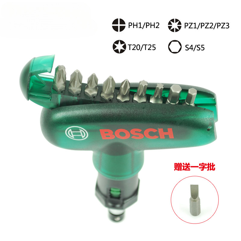 Destornillador de trinquete fácil de lograr de Bosch, juego de cabeza hexagonal cruzada, destornillador manual, soporte de snowboard, Luo Pi