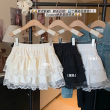 甜美芭蕾风蕾丝花边儿童半身裙2025春季新款高腰蓬蓬蛋糕短裙女童