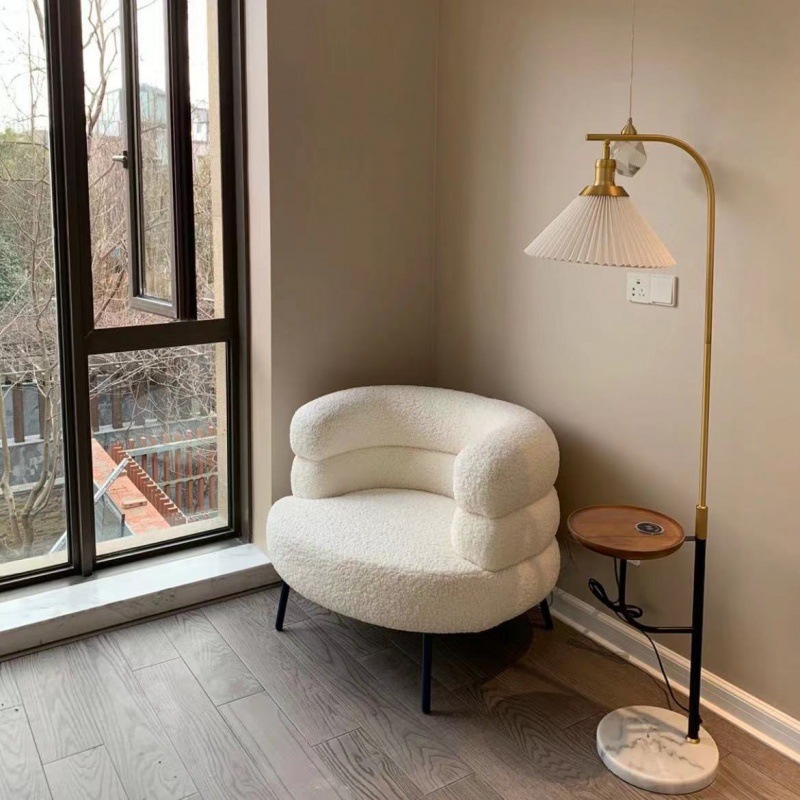 網紅BOBO羊羔絨懶人沙發椅客廳臥室衣帽間單人休閒化妝椅梳妝檯椅